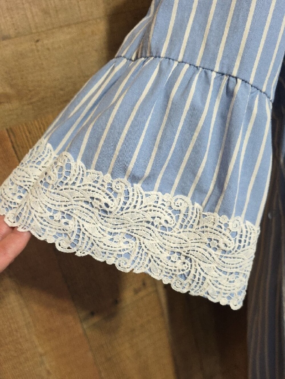 Westport Blue and White Striped Lace-Trim Midi Dress - Picture 7 of 12